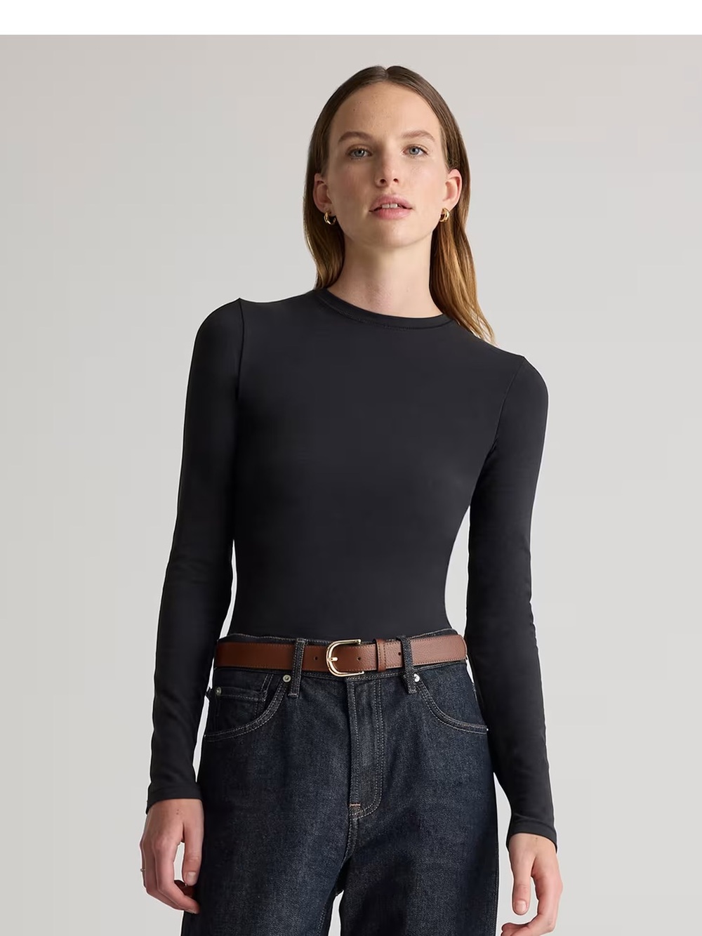 Quince Stretch Cotton Jersey Fitted Ling Sleeve New - Picture 1 of 1